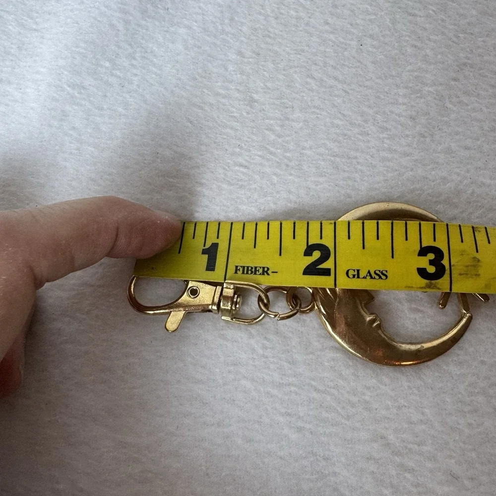 Gold Tone Celestial Crescent Moon Face Star Chain Belt Sun Charm One Size 42.5
